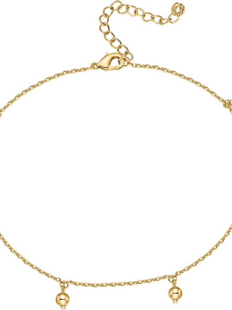 14k Gold Plated Anklet For Women - Trendy Link Chain Ankle Bracelet Summer Jewel